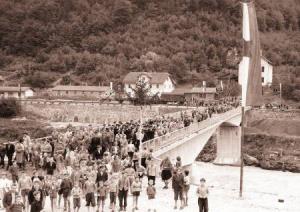 Otvoritev mostu čez reko Dravo v Podvelki - Stare slike